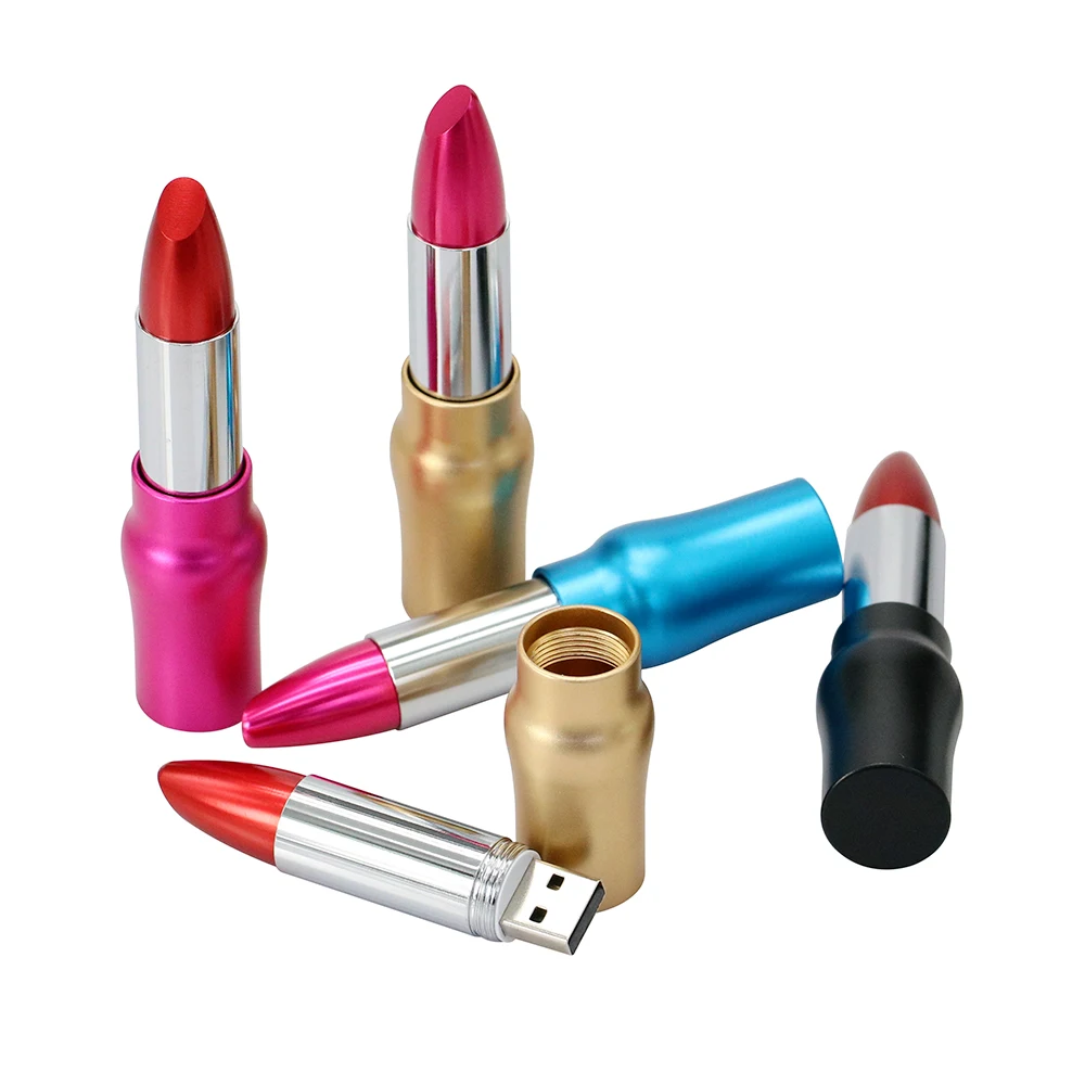 ความจุจริง 32GB Pendrive โลหะลิปสติกแฟลชไดรฟ์ USB 4GB 8GB 16GB 32GB 64GB pendriveThumb ไดรฟ์ Card Memory