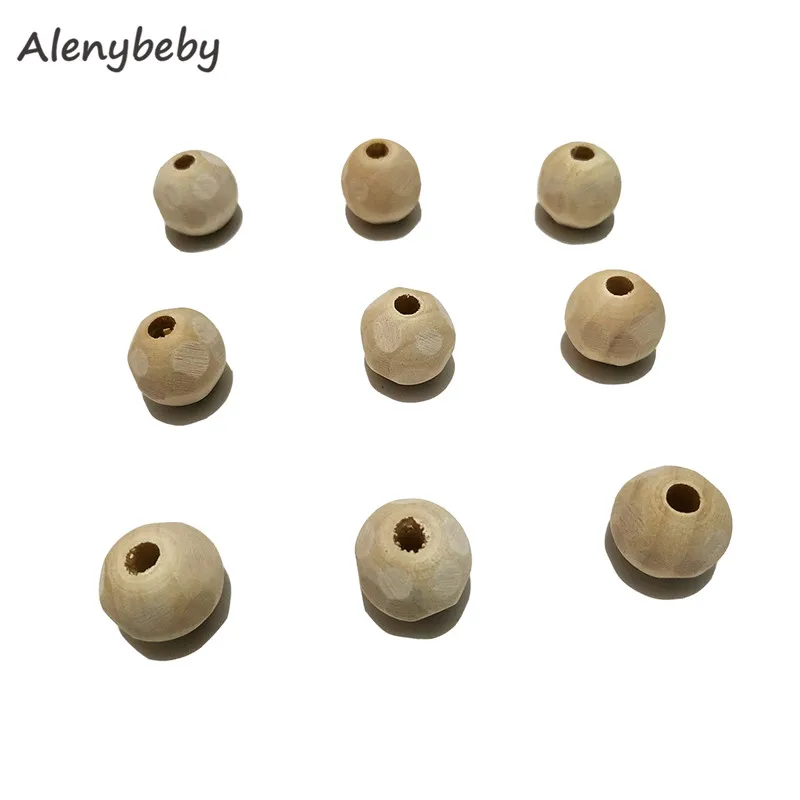 

Natural Solid Color Unfinished Wood Football Beads Teether Round Ball Wooden Loose Beads DIY Baby Teething Crafts Jewelry Making