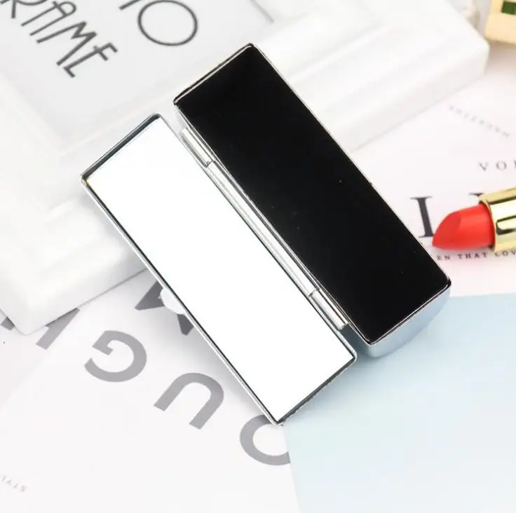 100Pcs Blank Metal Lip Stick Box Pill Cases Holder Inside with Mirror Gift Lipstick Box Packaging Case Wholeslae SN412