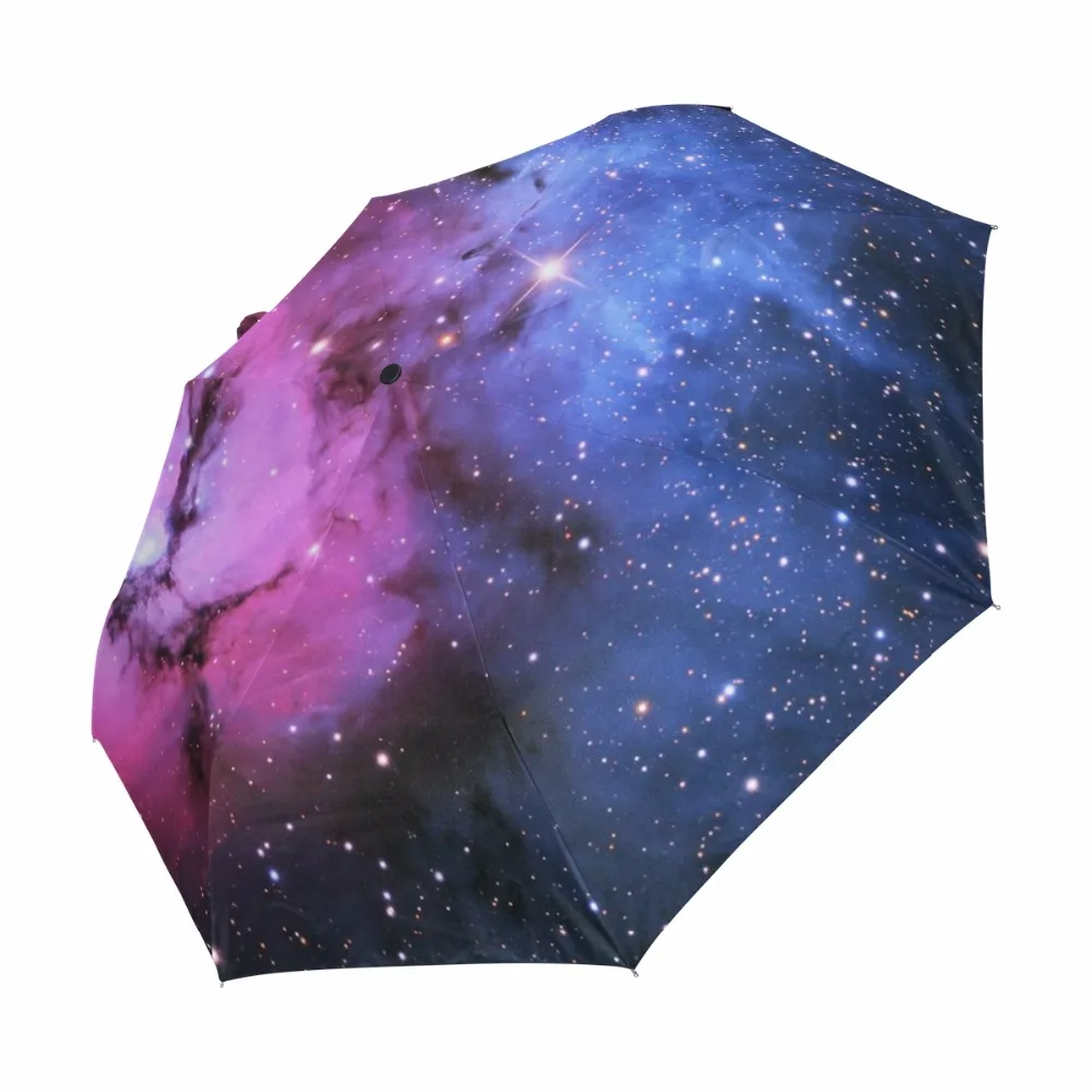 Beautiful Starry Sky Printed Women Umbrella Men Three Folding Fashion Umbrellas Anti-UV Fully Automatic Umbrella Male Paraguas