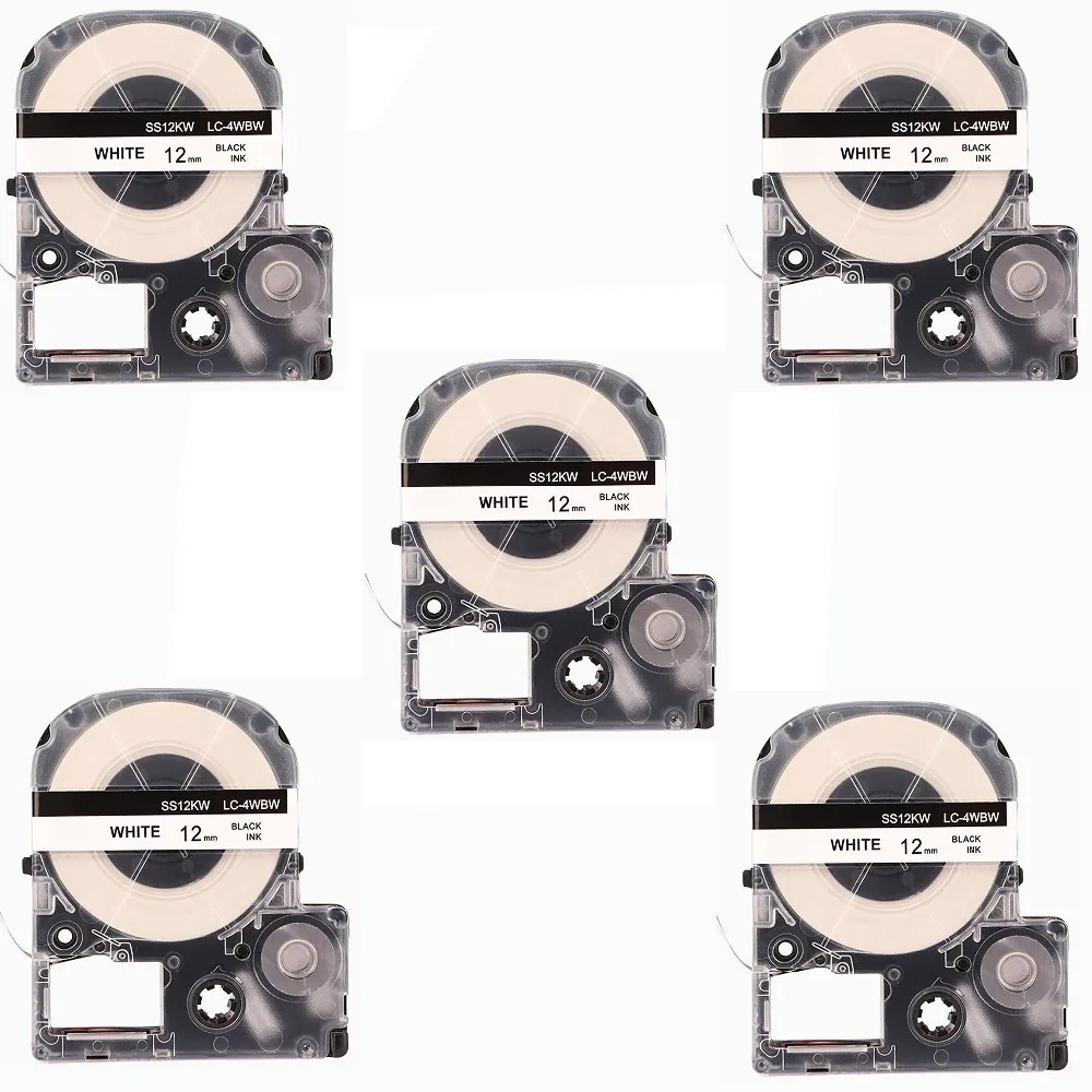 

12 мм SS12KW Кассетная Лента совместима с EPSON LW-300 LW-400 LW-500 LW-600P LW-700 LW-900P LW-1000P 8 м черный на белом
