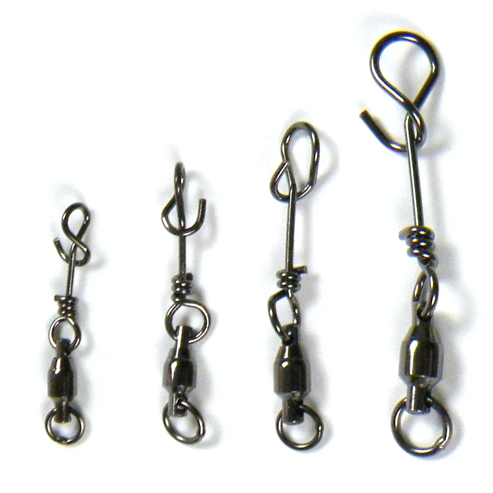30pcs Fishing Swivels With Clip Snaps Clamp Buckle #1-#4 Ball Bearing Stainless Steel Fishing Swivel Connector