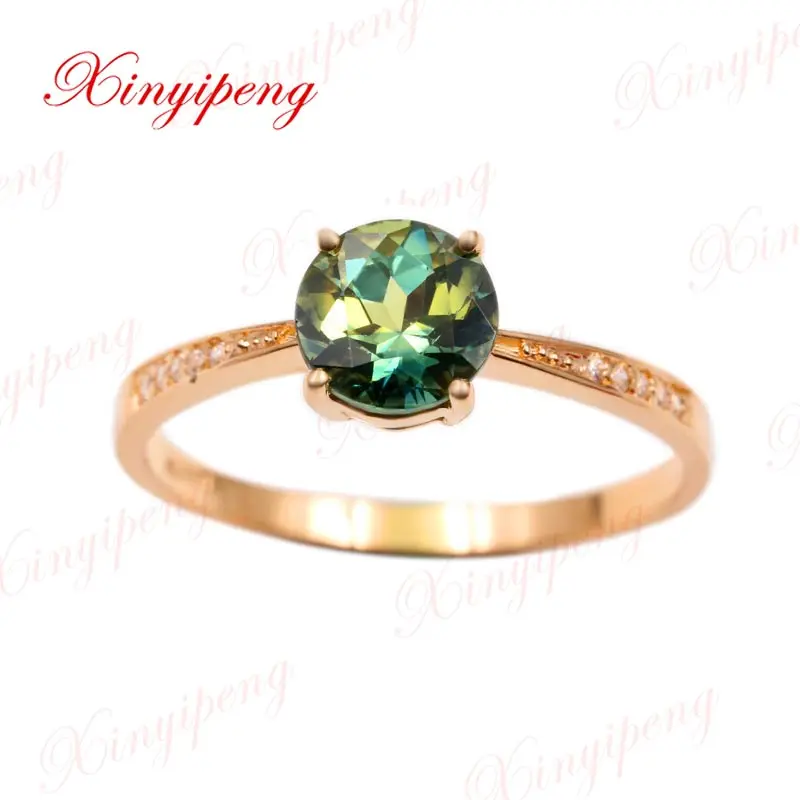 

Xin yi peng 18 k rose gold inlaid natural sapphire ring women ring fashion and generous