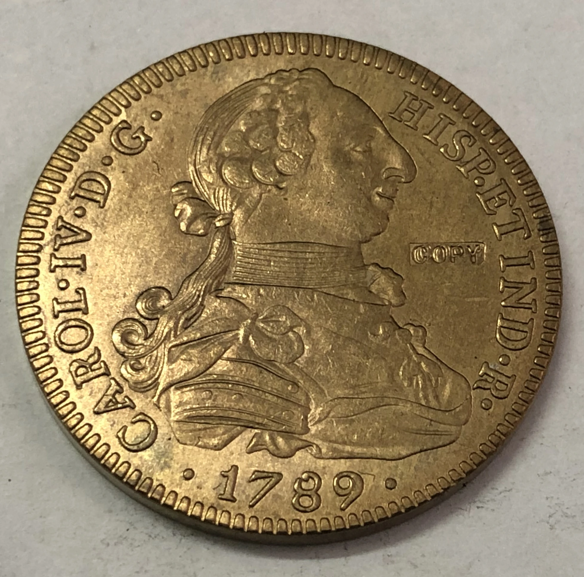 1789 Colombia 8 Escudos - Carlos III Gold Copy Coin