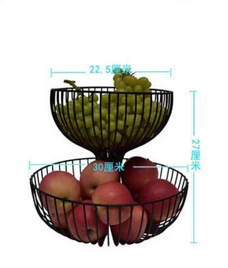 Sitting room fruit bowl, wrought iron fruit basket. Fashion creative two layers of fruit bowl cake. Dessert basket kitchen hob