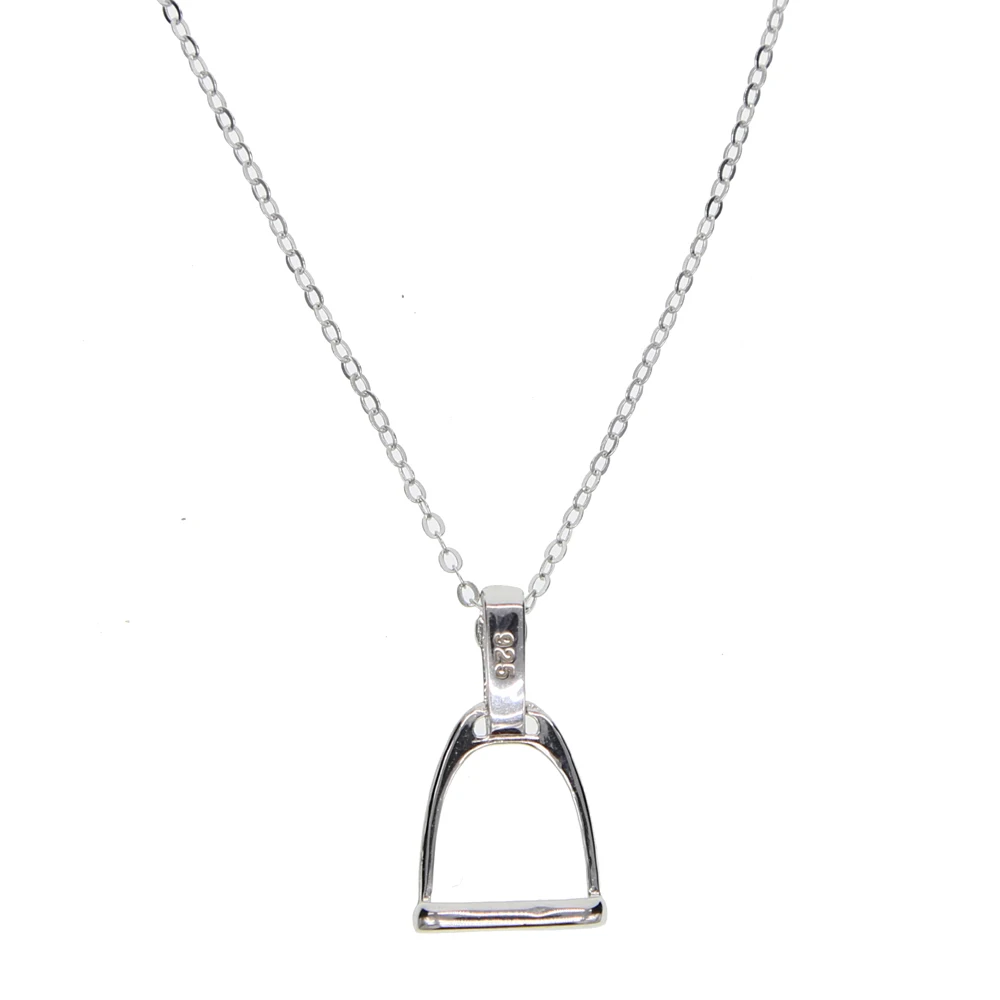 2018 horse lover sport design 925 sterling silver delicate pendant silver Stirrup equestrian necklace