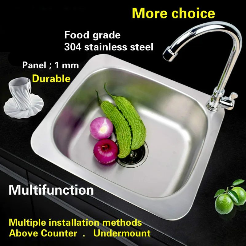 Free shipping standard mini balcony kitchen single trough sink ordinary 304 stainless steel hot sell 370x310/420x360 MM