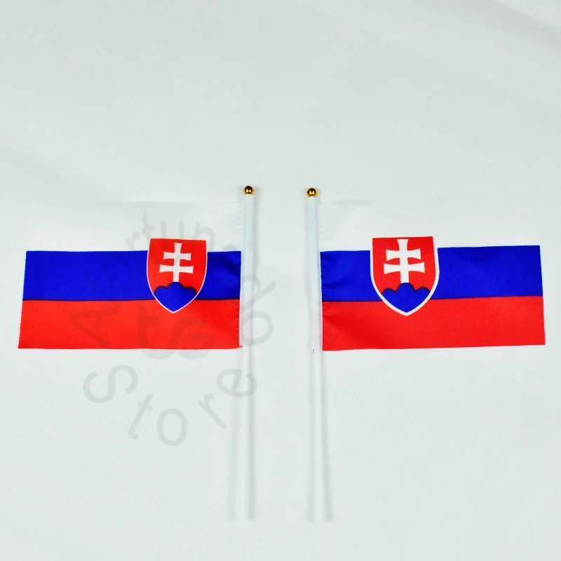 Slovakia flag Banner  14*21cm hand waving National flag Home Decoration flag banner