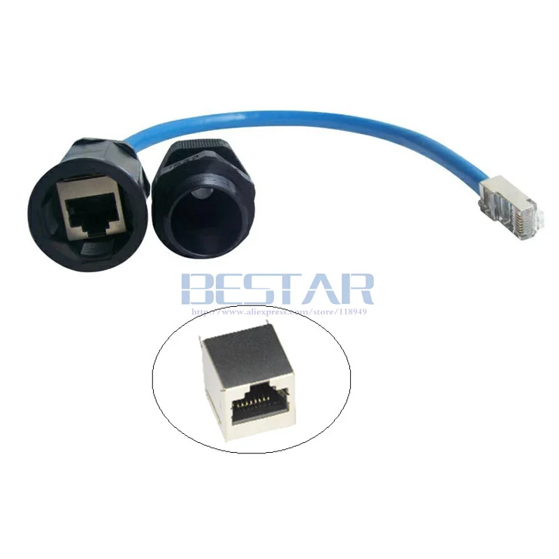 CAT6 CAT 6E Waterproof RJ45 connector Ethernet LAN RJ 45 AP outdoor network bridge M20 shielded IP68 Water proof Plug cable 25cm