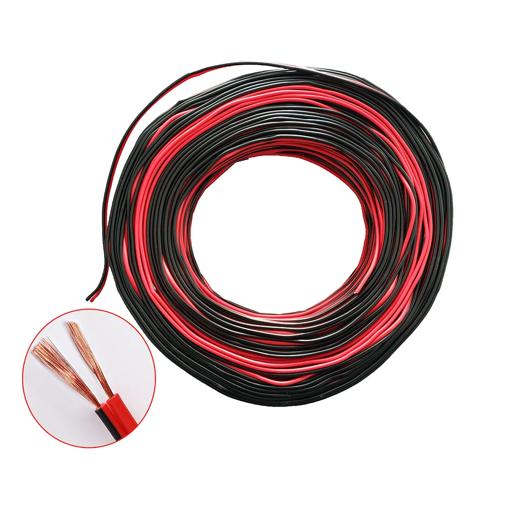 Electrical Wires Gauge AWG 16/17/18/19/21/22/24 Pure Copper Wires Red Black 2*0.2~2.5mm2 10 Meters Insulated PVC Extension Cable