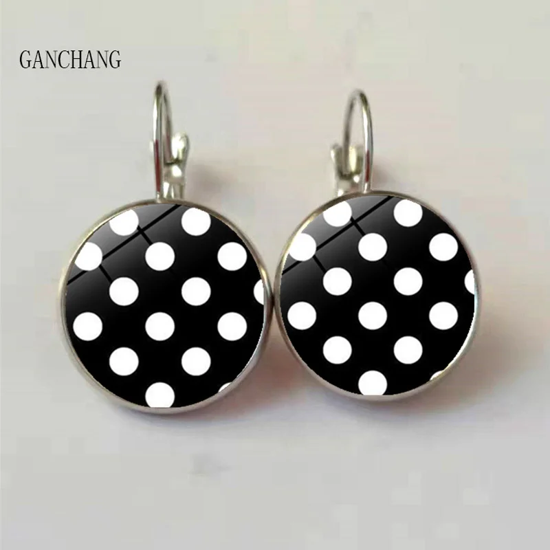 8 color wave point round glass cabochon earrings jewelry fashion earrings women\'s gift