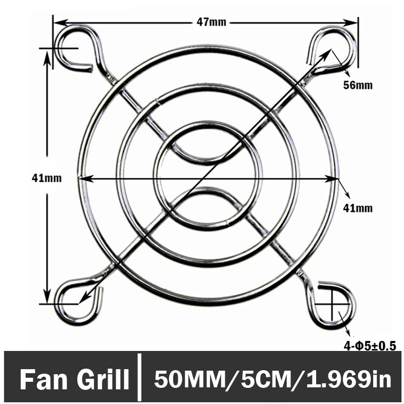 10 miếng 50mm Trường Hợp Máy Tính Quạt Làm Mát Bảo Vệ Ngón Tay Kim Loại Grill Bảo Vệ