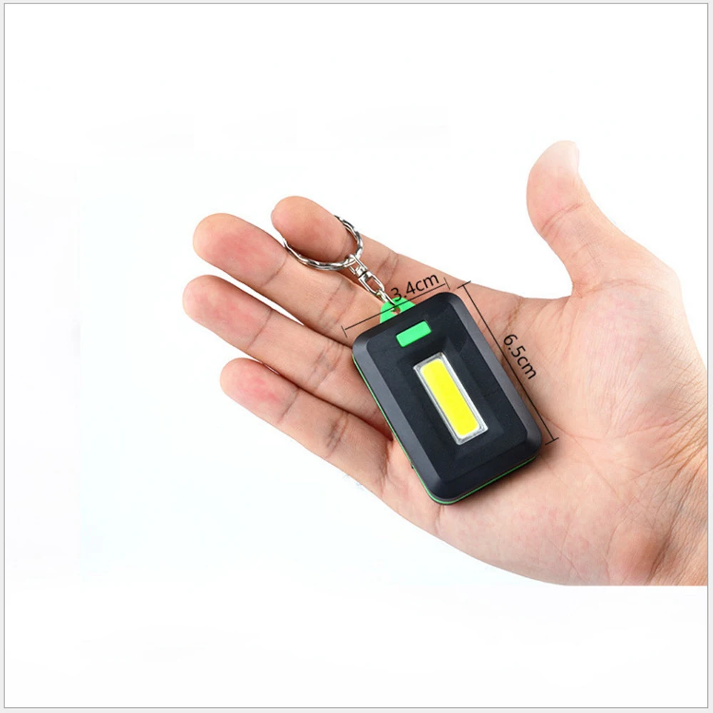1PCS Portable Mini COB LED Keychain Flashlight Key Chain Keyring Torch Light Lamp With Carabiner For Camping Hiking Fishing