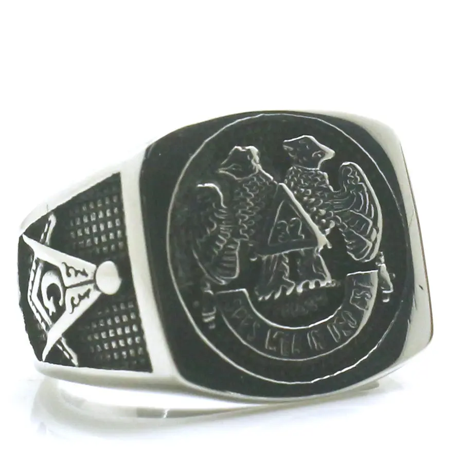 Mens Boys 316L Stainless Steel Cool 32 Eagle Freemasons Ring Newest