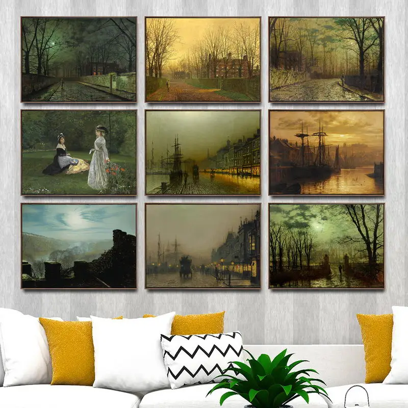 Home Decoration Art Wall Pictures Fro Living Room Poster Print Canvas Paintings British John Atkinson Grimshaw Port Greenock