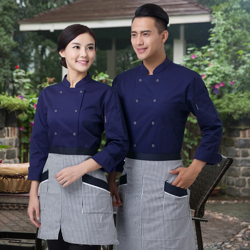 Đầu bếp nhà bếp màu chất lượng cao đồng phục đầu bếp anh quần áo nữ nhà hàng chefs dụng cụ ăn uống trang phục nữ chefwear miễn phí vận chuyển