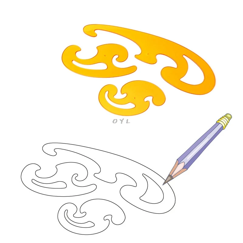 3Pcs Curve Template Ruler Stencil Drawing Drafting Designer Sewing Set