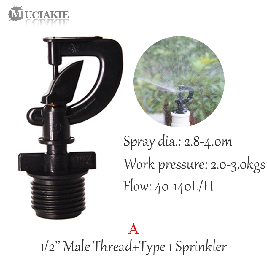 MUCIAKIE 3PCS G-Typed Misting Sprinkler with 1/2'' Male Thread for Home Garden Micro Irrigation Reflecting Cooling Mist Nozzle