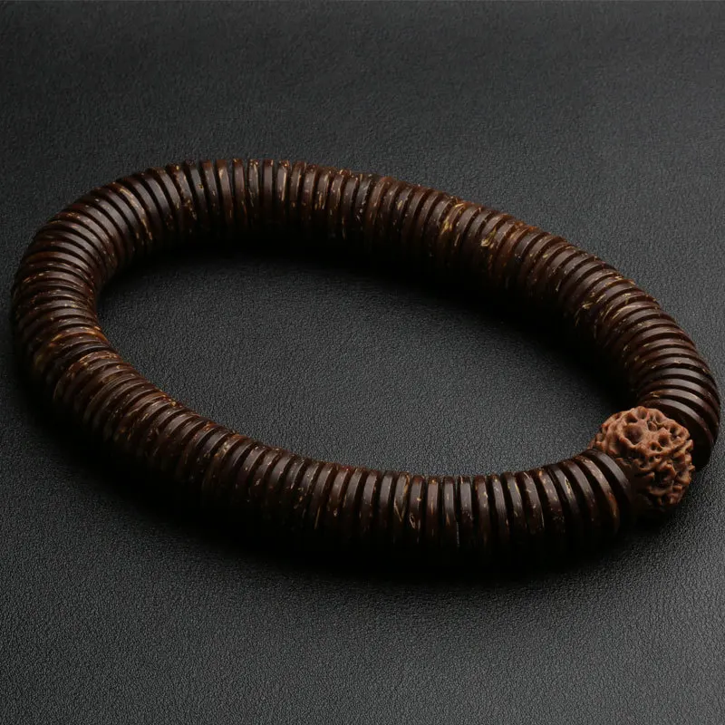 Natural Rudraksha Beads Mala Bracelets Prayer Man's Jewelry 12 MM Wood Bangle For Women Rustic Yogis Jewelry