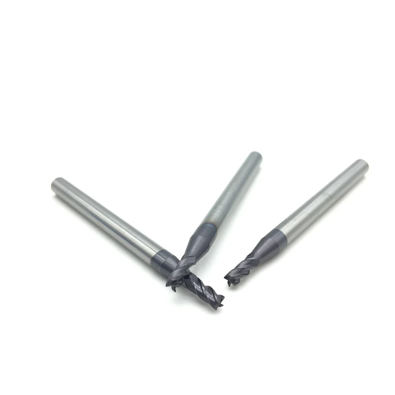 1 มม. 1.5 มม. 2 มม. 2.5 มม. 3 มม. 4 มม. 5 มม. 6 มม. 2F 3F 4F HRC50 ตัดทังสเตนคาร์ไบด์ Flat End Mills NC Router Bits endmill