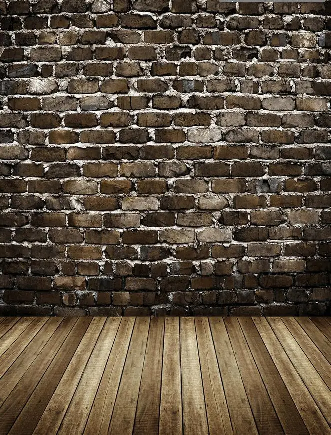 8x12FT  Wooden Floor Brick Wall Backgrounds Customized Photography Studio Backdrops Vinyl Digital Printing 5x7 8x8 10x10 10x20