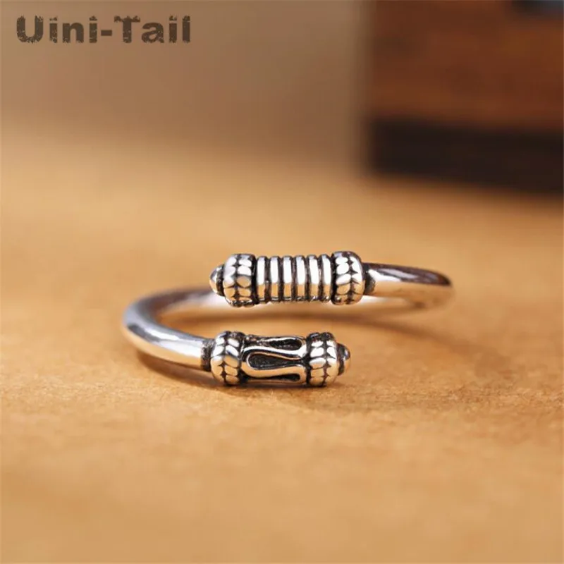 Uini-Tail hot new 925 Tibetan silver fashion creative simple retro opening ring Chinese style high quality jewelry  JZ115