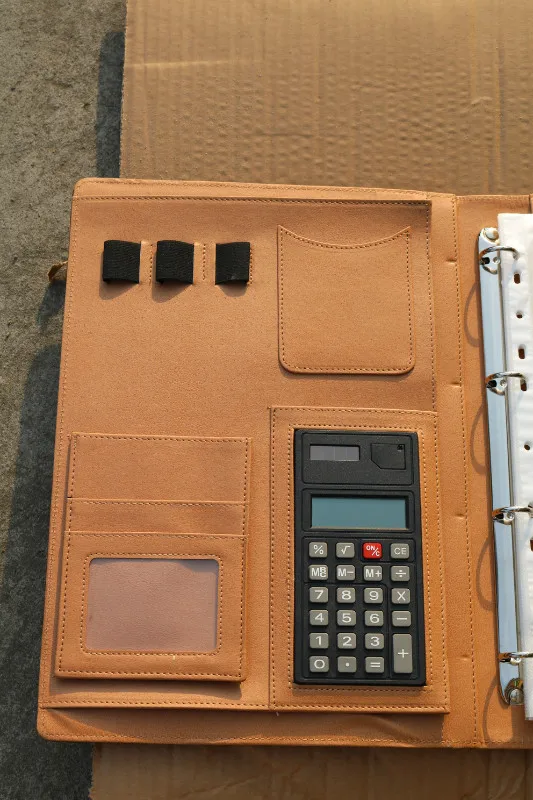 Sáng Tạo Da A4 Tập Tin Thư Mục Padfolio Đa Chức Năng Tổ Chức Kế Hoạch Xách Tay Nhẫn Chất Kết Dính Busniess Học Vật Dụng Văn Phòng