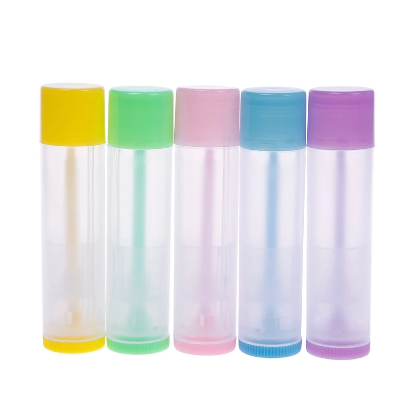 100PCS 5g DIY Empty Colorful transparent lip balm lipstick tube bottle Mouth Lip Balm Stick Sample Cosmetic Container ZKH11