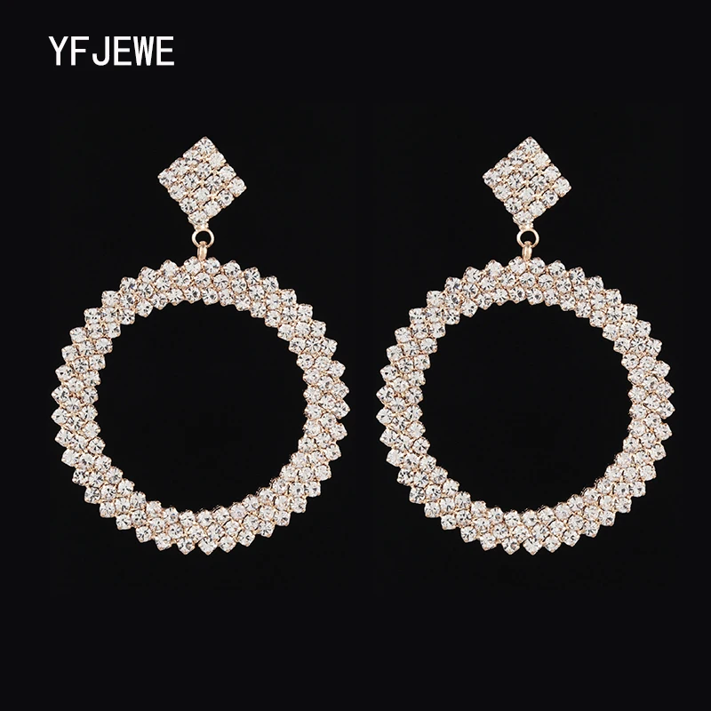 YFJEWE New Big Circle Earrings For Women Vintage Crystal Silver Color Earrings Women Steam Punk Fashion Jewelry #E611