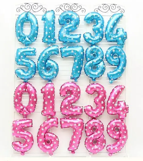 New Pink Blue Number Foil Balloons Birthday Party Digit Ballons Wedding Decor Baloons Christmas Holiday Supplies 16 inch number