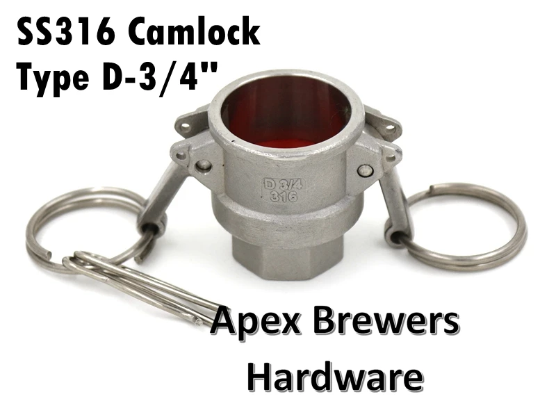 

Camlock QD - 3/4 Type D, Stainless Steel 316, Homebrew Fitting, 3/4" Female NPT, Brewers Hardware