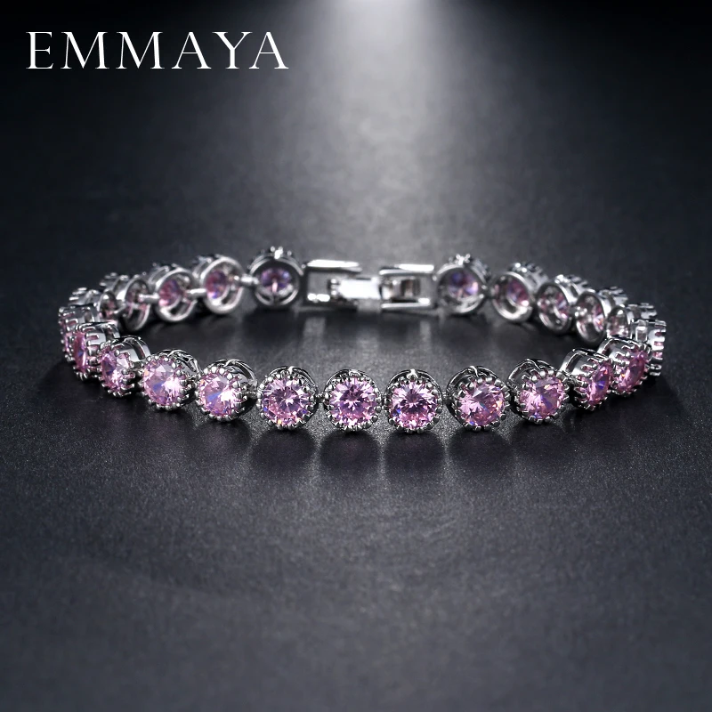 EMMAYA Brand New Women Tennis Bracelet Luxury Round Clear CZ Tennis Bracelets & Bangles for Elegant Party Jewelry