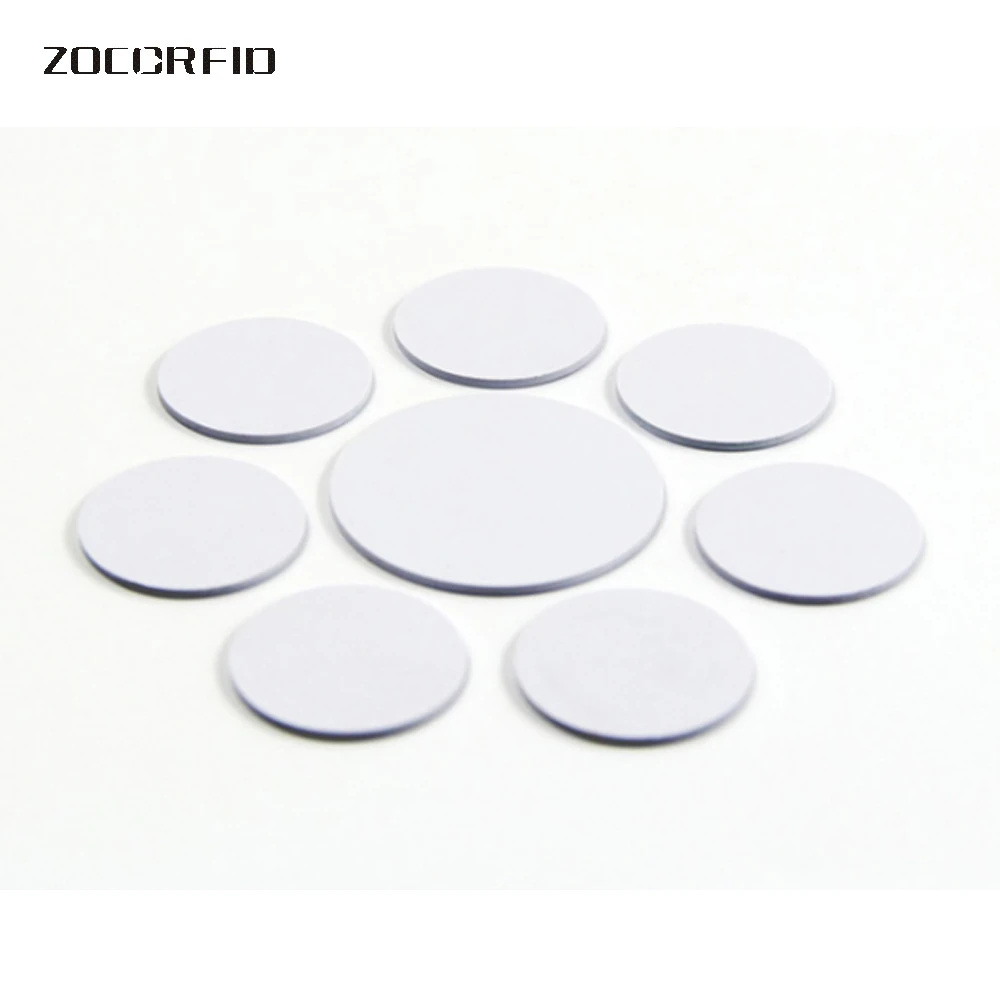 10pcs/lot 13.56MHZ/125KHZ RFID Coin tag 30/25/20mm diameter coil ultra thin slim NFC coin tag