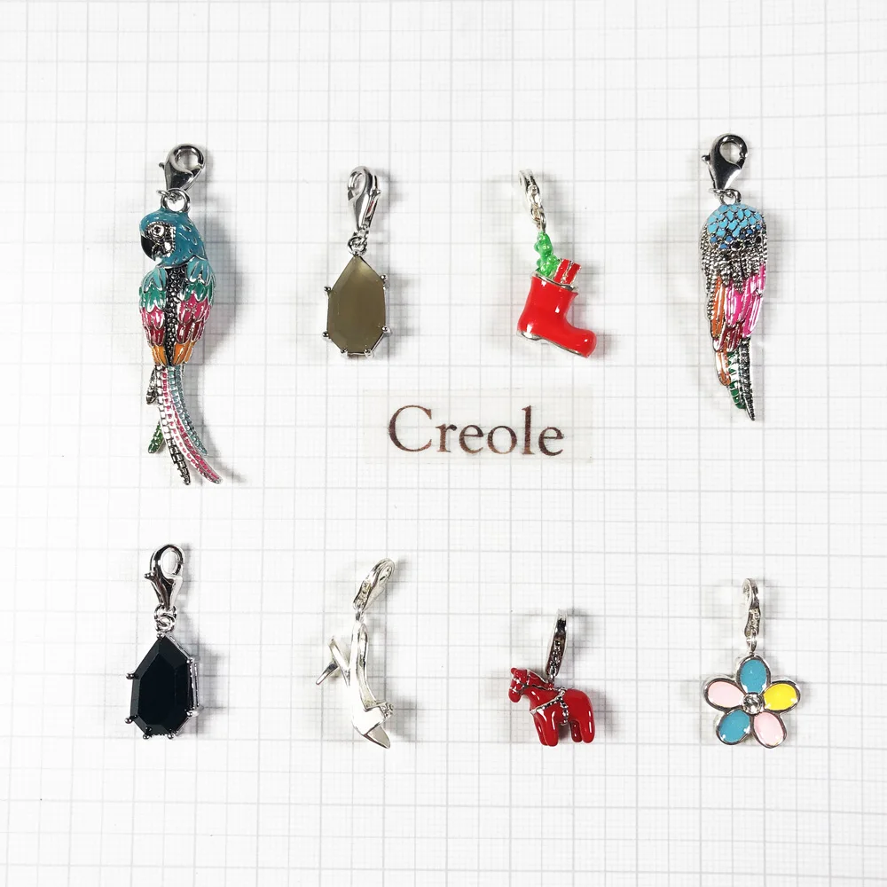 Dalecarlian Dala Horse Shoe płatki czarny brązowy kamień papuga obcas skrzydło urok wisiorek, 2019 moda biżuteria 925 Sterling Silver — zdjęcie 3