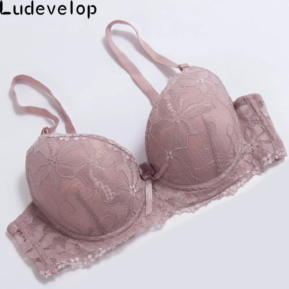 Hot Lace Embroidery Bra Women Plus Size Push Up Underwear Bras 34 36 38 BC Cup For Female The thin under thick Brassiere