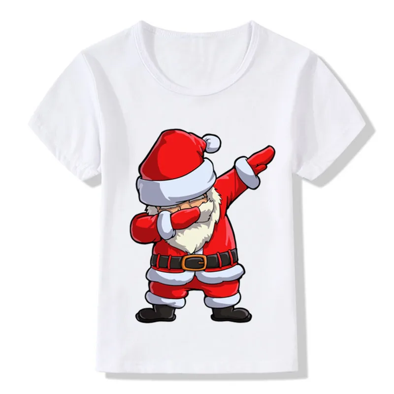 Dabbing Santa Pattern Funny Children T shirt Kids Merry Christmas Cartoon Clothes Baby Boys Girls Summer T-shirt,HKP5112 image 3
