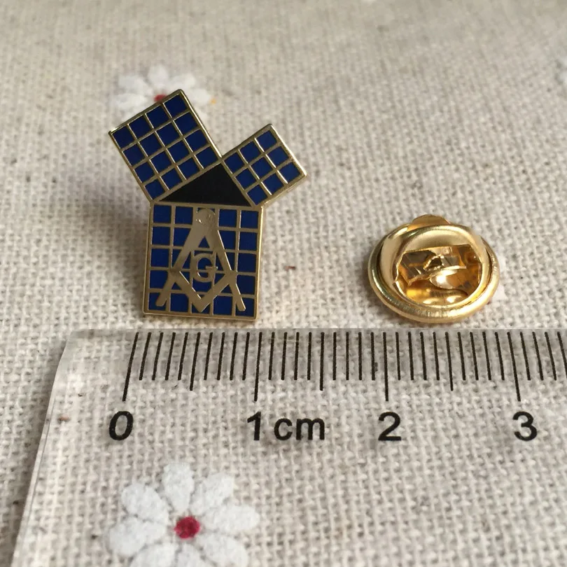 

MASONIC Metal Blue Lodge LAPEL PIN TIE TACK,Mason,Freemason EXC Freemasonry Euclid's 47th Problem Pythagorean Theorem with Grid