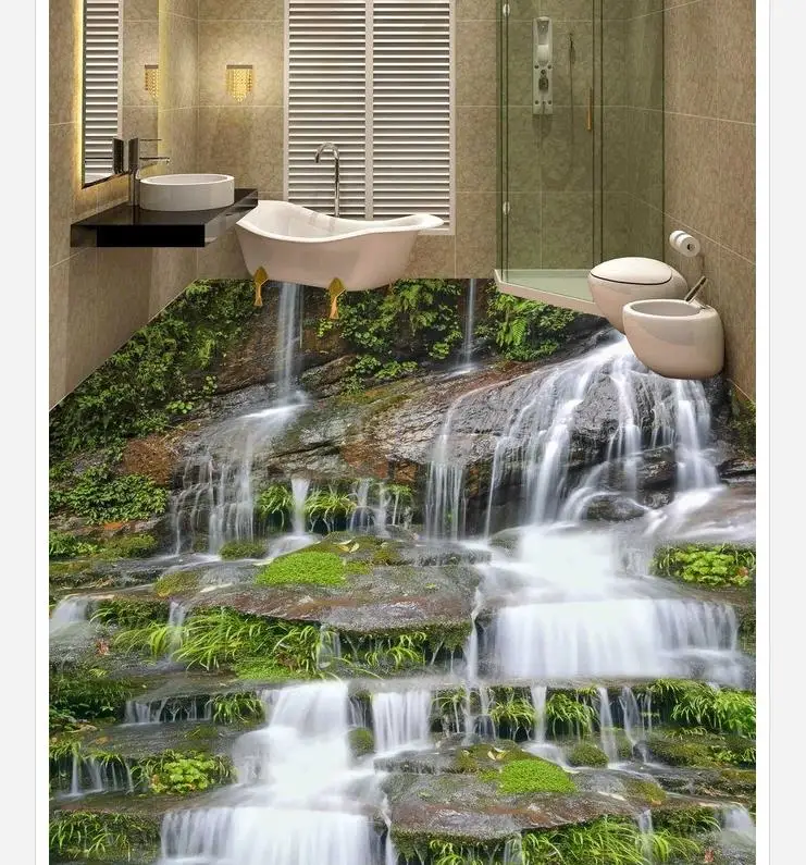 

3d wallpaper waterproof Landscape 3D flooring 3d wallpaper pvc waterproof wallpaper for bathroom wall