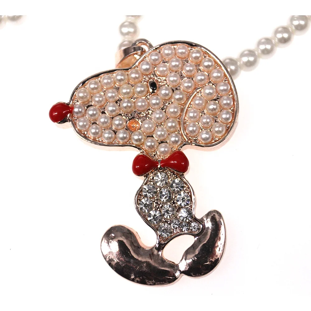 Lovely Fashion Crystal Pet Dog Shining pendant jewelry pearl cartoon Poodle dog Ornaments Pendant