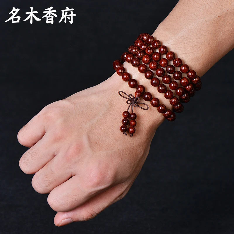 108*8mm Genuine High grade Red Sandalwood Beads Buddha Malas Bracelet Healthy Jewelry Buddhist meditation Wooden Rosary Beaded