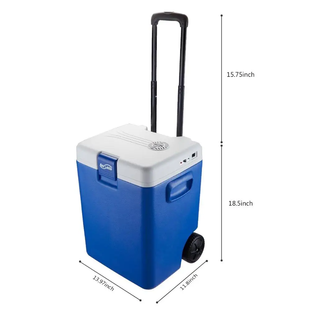 30L Cooler and Warmer Fridge, Wheeled and Electric Portable Car Refrigerator with DC 12V Vehicle Plug for Truck Party, Travel,