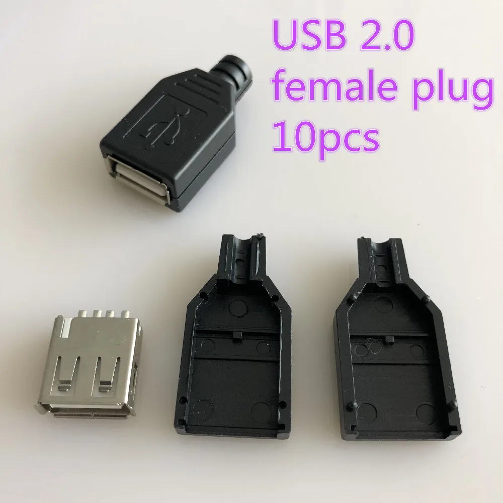 10pcs/lot USB 2.0 Male Female Connectors Plug Welding Data OTG Line Wire Cable Connector DIY Accessories Drop Shipping YT2151