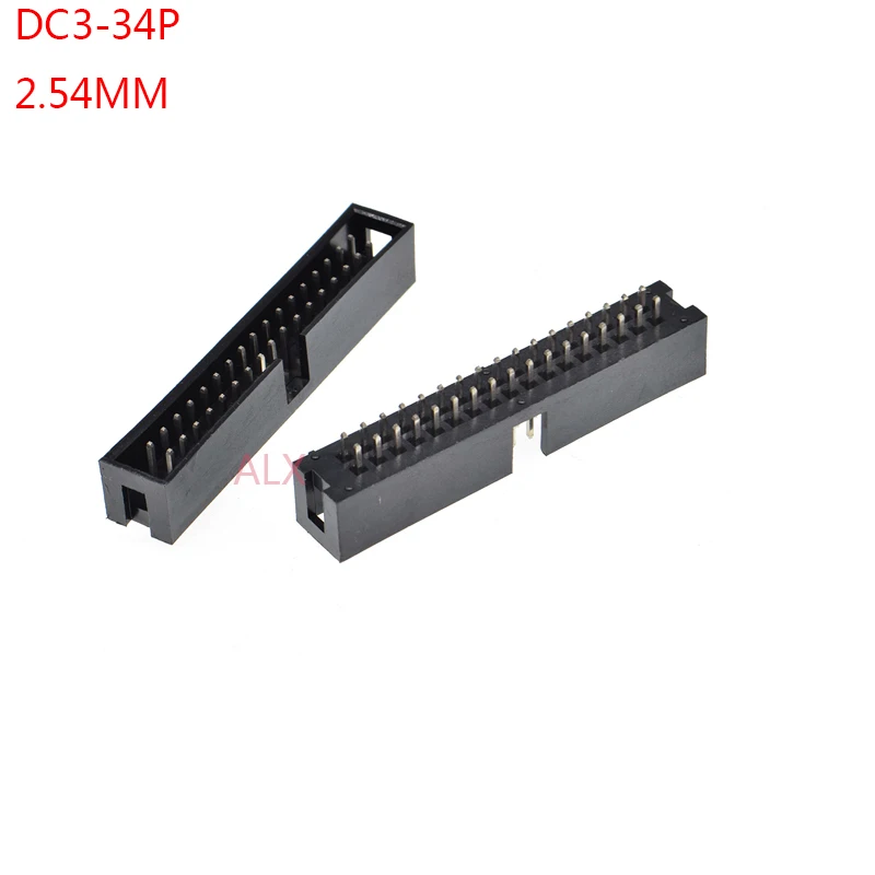 10pcs dc3-34p 2.54MM pitch JTAG ISP MALE SOCKET straight idc box headers PCB CONNECTOR DOUBLE ROW 2x17PIN dc3 34 PIN 34P HEADER