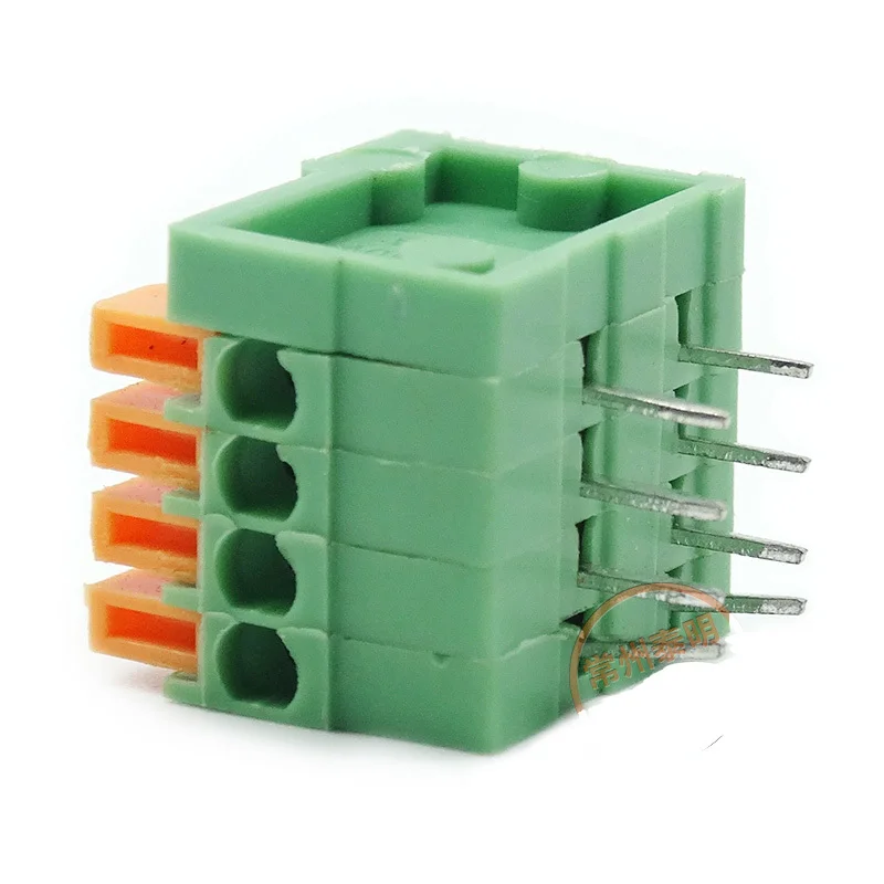 2.54mm Pitch 4 Poles Spring Clamp Terminal Blocks, Horizontal Wiring, ( 30 units a pack )