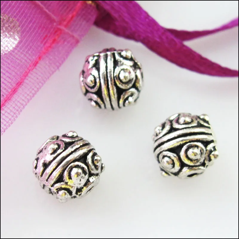 20Pcs Tibetan Silver Round Ball Spacer Beads Charms 7.5mm