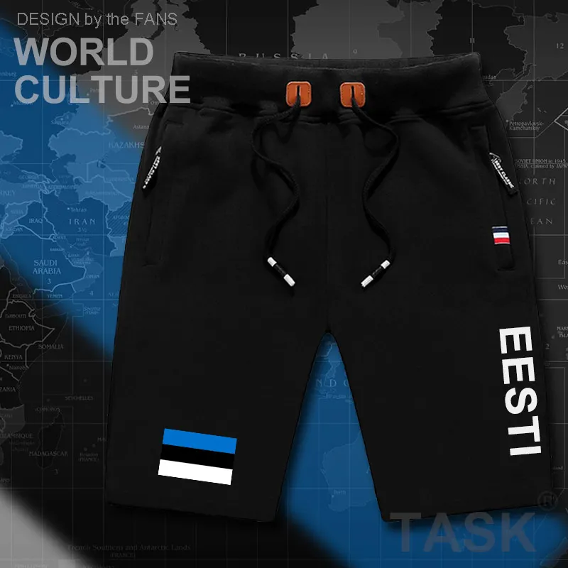 Estonia Estonian mens shorts beach man men's board shorts flag workout zipper pocket sweat bodybuilding 2017 cotton  EST Eesti