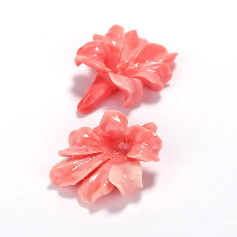Beads for Jewelry Making Pink Conch Shell Carved Flowers Earring Beads  For DIY Jewelry Findings 33x25x9mm 5.2g