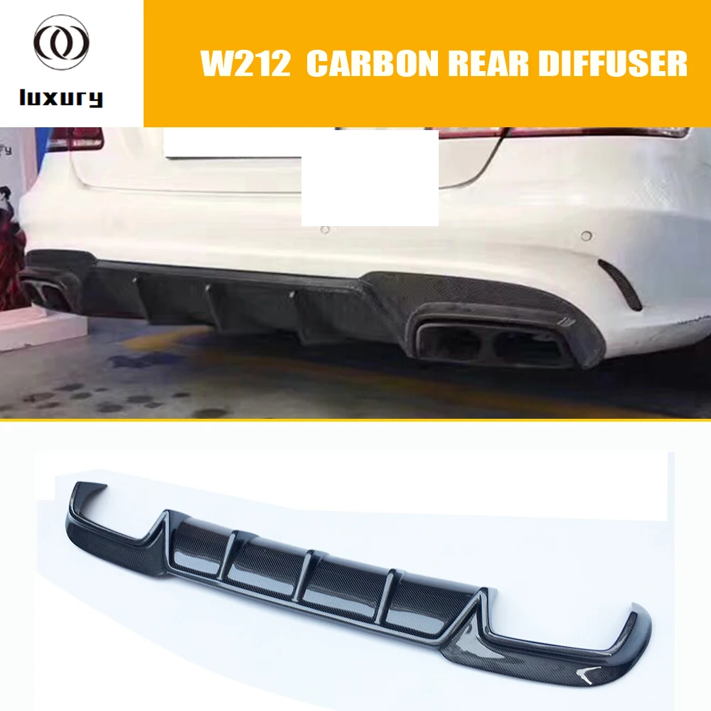 Carbon Fiber Rear Bumper Diffuser for Benz W212 E200 E260 E300 E350 E63 With Amg Package 14 - 16