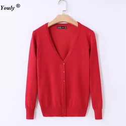 Solid candy Colors Sweater Women Cardigan Knitted Sweater Coat Long Sleeve Crochet Female Casual V-Neck Woman Cardigans Tops