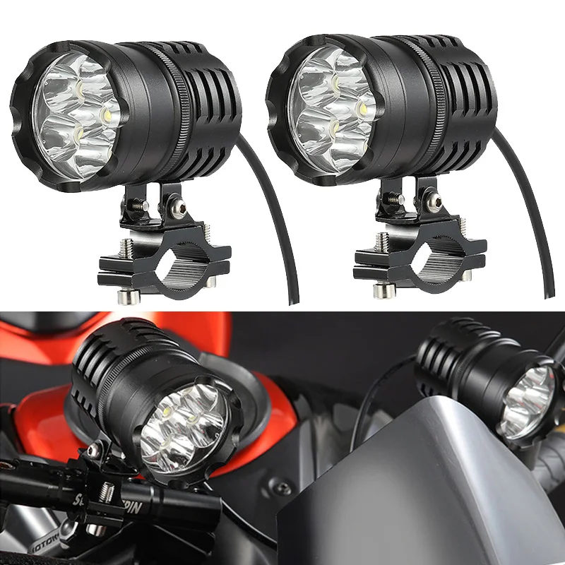 Newest 2PCS 60W Motorcycle headlights auxiliary lamp led motorbike spotlight accessories 12V Moto spot head lights